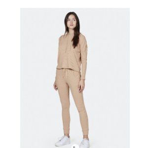 NWT LETT Amsterdam rib jogger pants & Bari hoodie set in camel